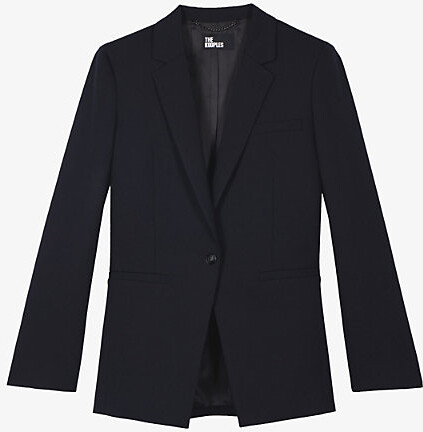 The Kooples Womens Dark Navy Single-Breasted Notch-Lapel Woven Blazer 6