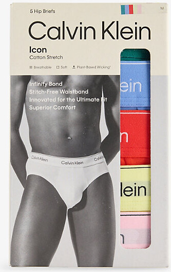Mens By Gcr Mtn Pl Ylw Bff Icon Pride Logo-Waist Pack Of Five Cotton-Jersey Briefs L