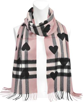 Burberry Heart Printed Giantcheck cashmere scarf