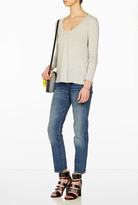 Thumbnail for your product : American Vintage Heather Grey V Neck Long Sleeve T-shirt