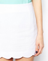 Thumbnail for your product : ASOS Linen Mini Skirt with Scallop Hem