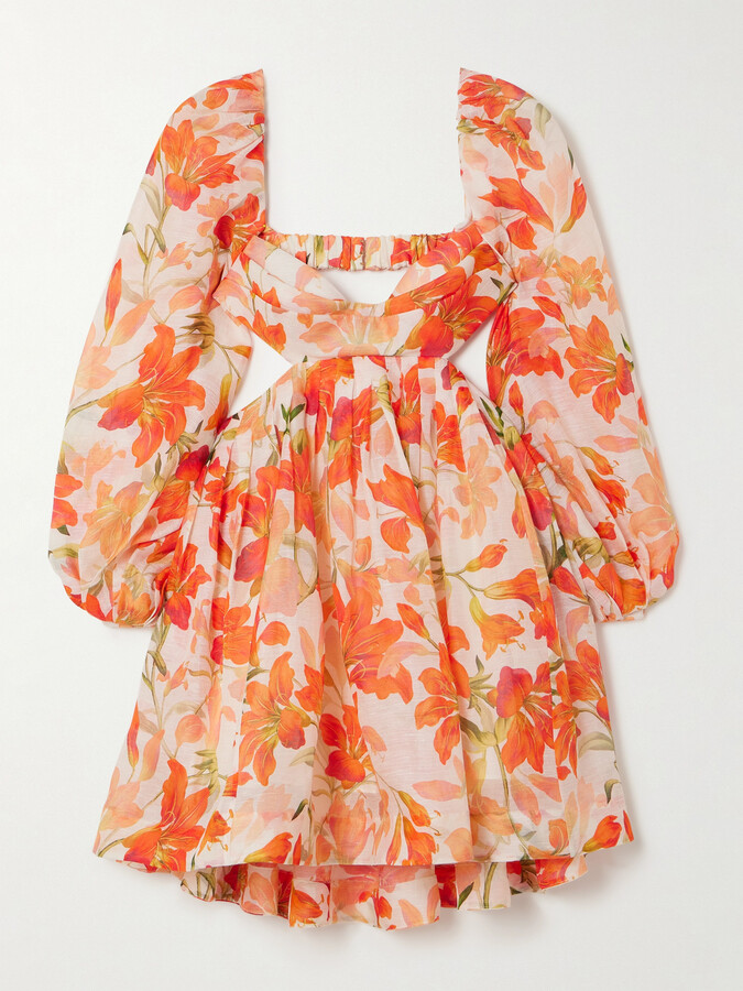 Zimmermann Tranquility Open-back Floral-print Linen And Silk-blend