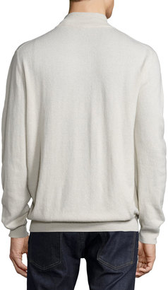 Luciano Barbera Cashmere Button-Collar Sweater, Ivory