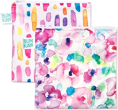 Bumkins Boys or Baby Girls Sandwich Bags, Pack of 2 - Watercolors Brushstrokes