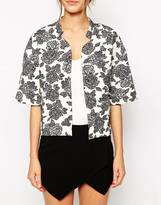 Thumbnail for your product : Warehouse Mono Floral Quilted Jacket