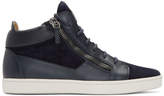 Thumbnail for your product : Giuseppe Zanotti Navy Suede Brek High-Top Sneakers