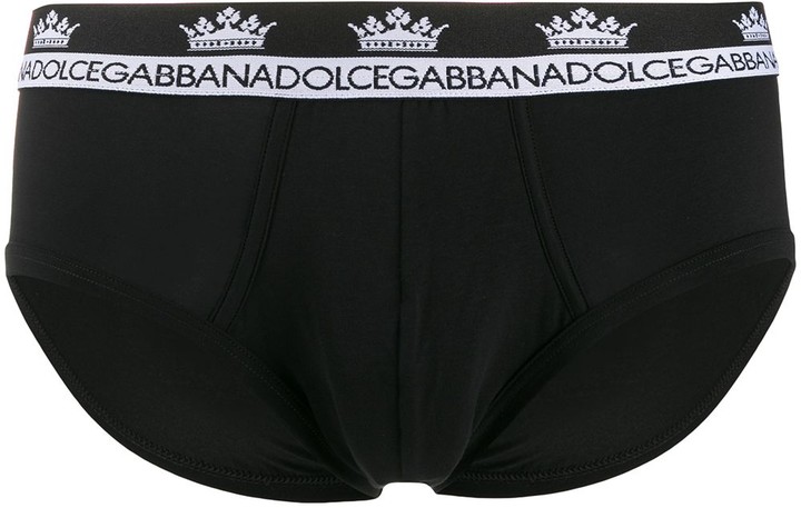 Dolce & Gabbana Contrasting Crown And Brand Logo Briefs - ShopStyle