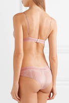 Thumbnail for your product : Stella McCartney Rose Romancing Mesh And Lace-trimmed Silk-satin Briefs - Antique rose