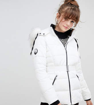 New Look Faux Fur Belted Padded Coat