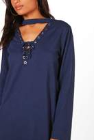 Thumbnail for your product : boohoo Michelle Lace Up Front Sweat Dress