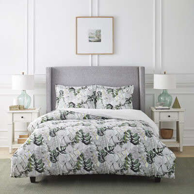 Pointehaven Monstera Reversible Duvet Cover Set