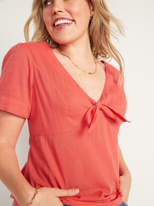 Old Navy Knot-Front V-Neck Short-Sleeve Top for Women