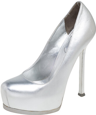 Silver Round Toe Women's Heels | Shop the world's largest collection of  fashion | ShopStyle UK