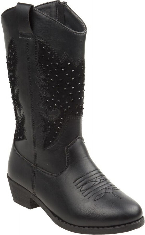 KensieGirl Zip-up Toddler Heel Cowgirl Boots - Black, 8