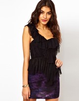 Thumbnail for your product : ASOS Top With One Shoulder And Mesh Ruffles