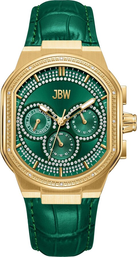 JBW Men's Orion Automatic 18K Plated Diamond Green Band Watch