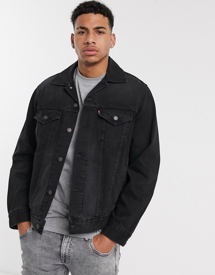 Levi's vintage fit denim trucker jacket in very black - ShopStyle