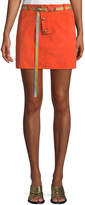 Thumbnail for your product : Diane von Furstenberg Belted Button-Front Suede Mini Skirt