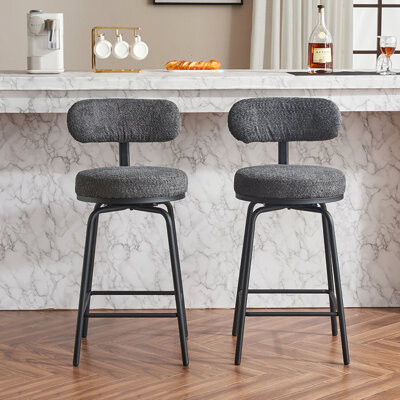 Corrigan Studio Modern Set Of 2 Swivel Bar Stools With Comfortable Upholstery And Sturdy Construction