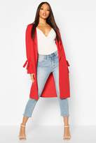 Thumbnail for your product : boohoo Waterfall Tie Cuff Duster Coat