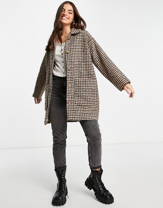 Monki Nimra boucle check coat in multi MULTI ShopStyle