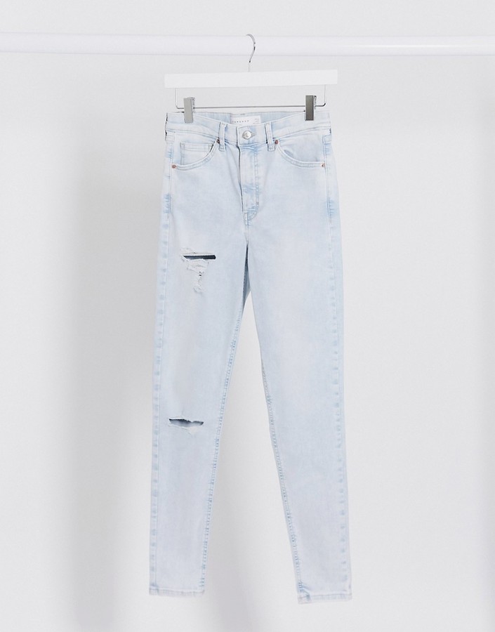 Topshop ripped Jamie jeans in super bleach wash - ShopStyle