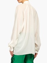 Thumbnail for your product : Dolce & Gabbana Pussy-bow Polka-dot Fil-coupe Silk Blouse - White
