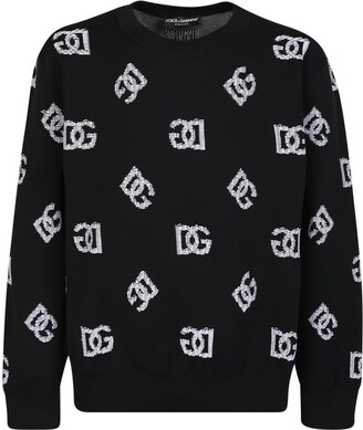 Logo Jacquard Velvet Sweater in Black - Dolce Gabbana