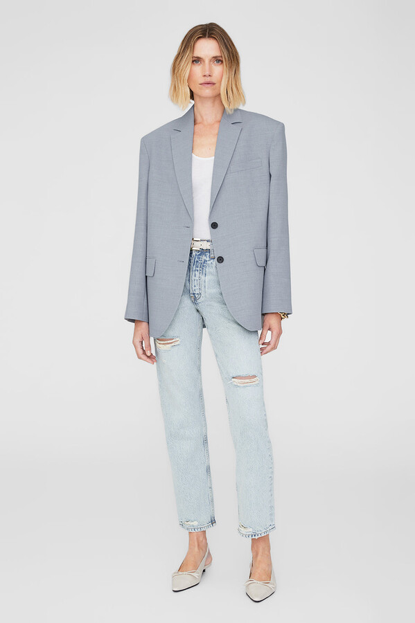 Anine Bing Quinn Blazer in Steel Blue