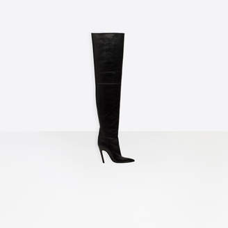 Balenciaga Pointed toe shiny kidskin boots with broken heel effect -  ShopStyle