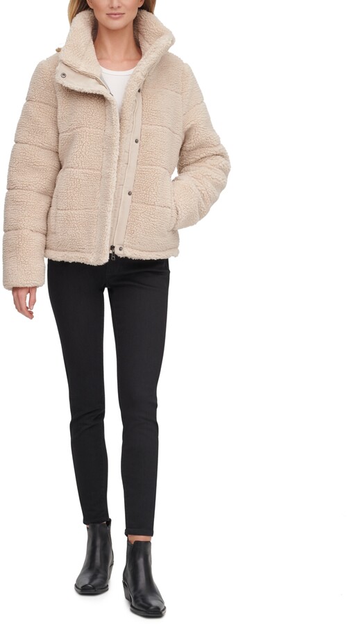 Calvin Klein Women's Cropped Faux-Fur Teddy Coat - ShopStyle