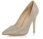 Dorothy Perkins Womens Head Over Heels Audrine Pointed Toe Court Shoe- Gold