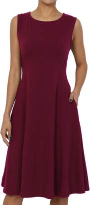 TheMogan Women's Sleeveless Pocket Stretch Cotton Fit & Flare Dress 2XL