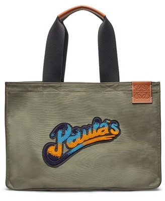 Loewe Paula's Ibiza - Paula-beaded Large Canvas Tote Bag - Khaki Multi