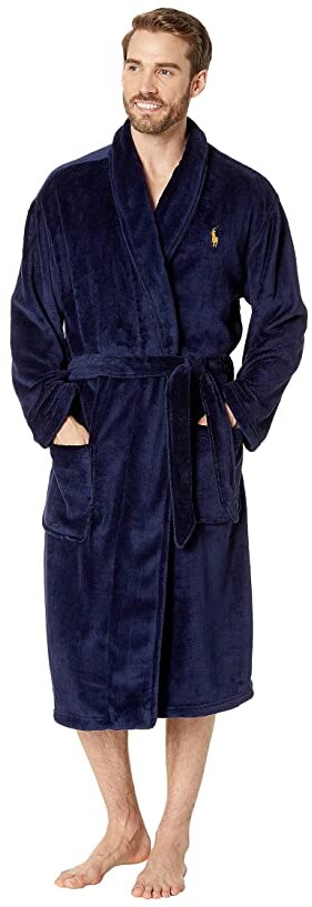 Mens Clothing Nightwear and sleepwear for Men Polo Ralph Lauren Cotton Polo Pony Bath Robe in Navy Blue 