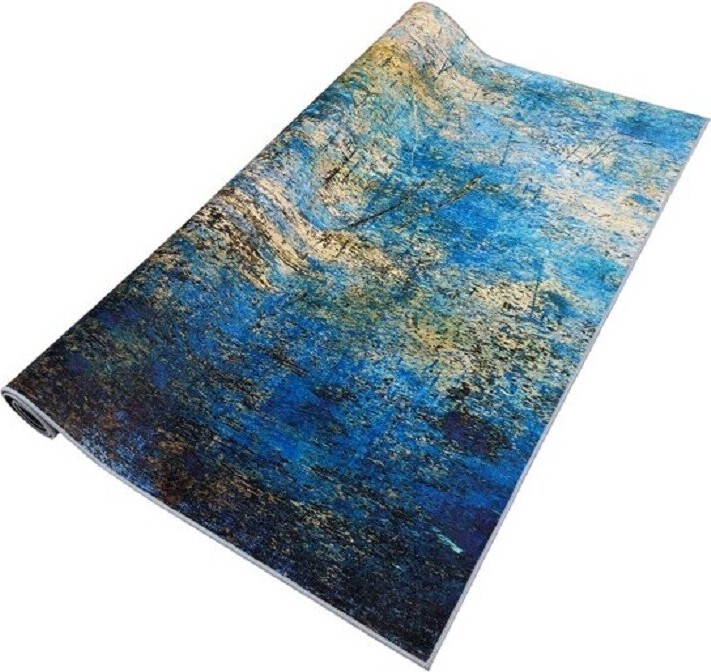 Vintage Blue Texture Absorbent Water Low Profile Door Mat with Rubber Backing for Corrider Bathroom Bedroom Living Room Entry SIGOUYI Modern Non-Slip 18x30in Area Rug 