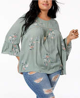 Thumbnail for your product : Eyeshadow Trendy Plus Size Printed Illusion Blouse