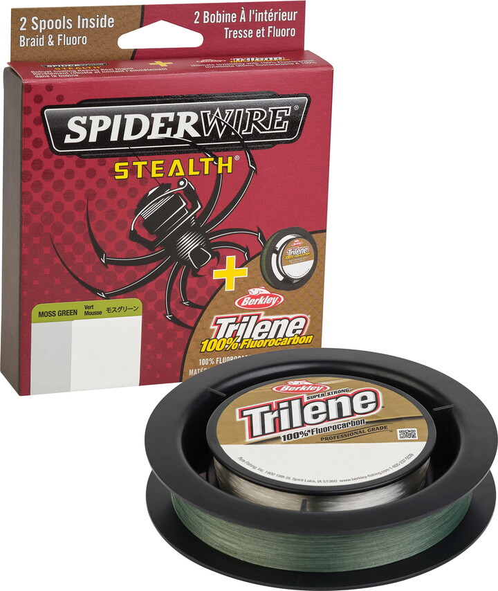 SpiderWire Stealth® Trilene® 100% Fluorocarbon Dual Fishing Line, Moss Green/Clear, 15 lb Test Strength, 125 yd