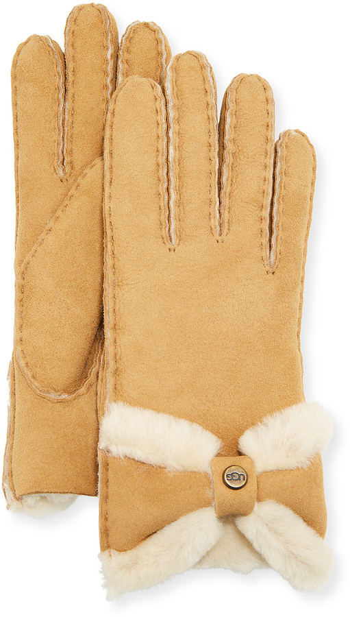 UGG Sheepskin Gloves with Bow - ShopStyle