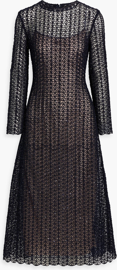 Crocheted cotton and silk-blend midi dress