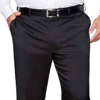 Savane Crosshatch Stretch Straight Fit Flat Front Pants-Big and Tall