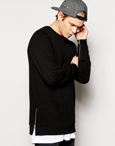 Thumbnail for your product : ASOS Longline Sweatshirt With Sleeve And Side Zips