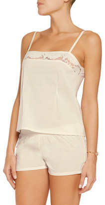 Heidi Klum Intimates Verona Breeze Lace-Trimmed Cotton-Blend Pajama Top