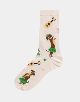 Thumbnail for your product : ASOS DESIGN ankle socks with dancing sausage dogs