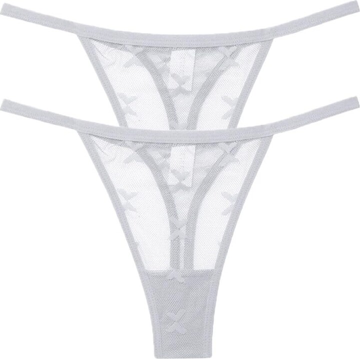Montecarduo 2Pcs/Set Mesh Transparent Thong - Women Solid Color Lace Panties  Underwear Women Seamless G-String Female Underpants Intimates Lingerie S-Xl  - ShopStyle Knickers