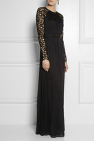 Thumbnail for your product : Temperley London Long Lily lace and silk-blend chiffon gown