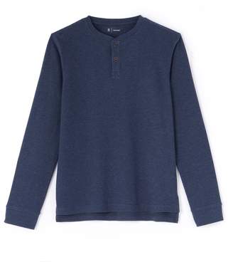La Redoute Collections Plain Long-Sleeved T-Shirt with Grandad Collar