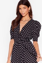 Thumbnail for your product : Nasty Gal Womens Polka Dot Belted Wide Leg Jumpsuit - Black - 4