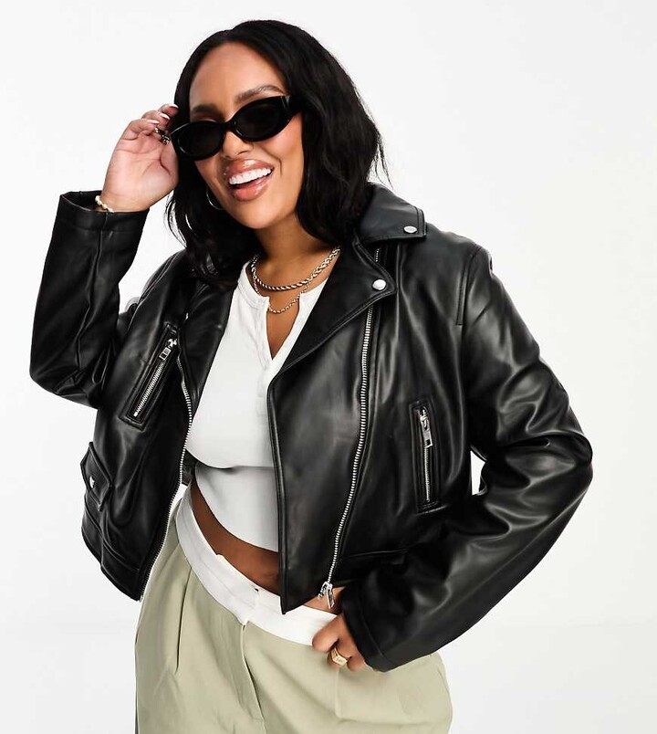 ASOS Curve ASOS DESIGN Curve ultimate faux leather biker jacket in black