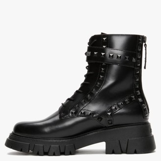 Ash Lewis Studs Black Leather Ankle Boots
